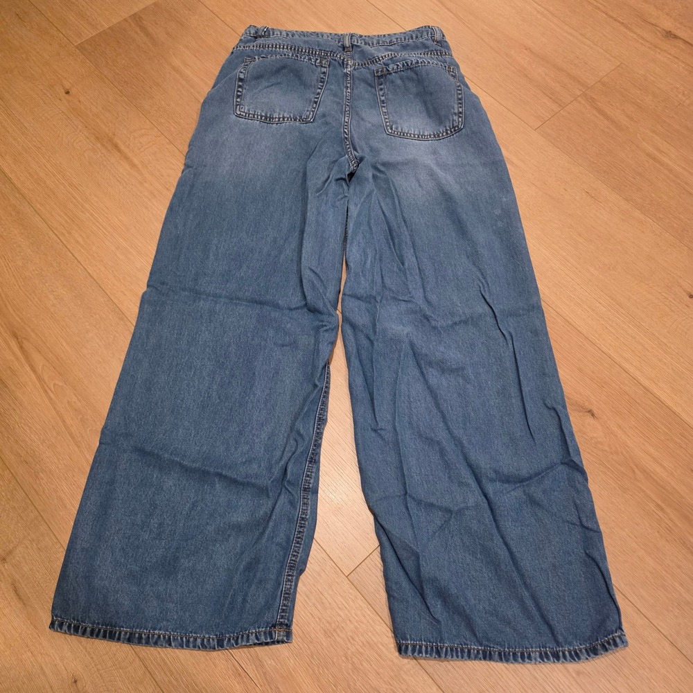 OAT New York Women Wide Leg Lyocell Denim Jeans Medium Wash Size 10/30 90s Style - Picture 8 of 10